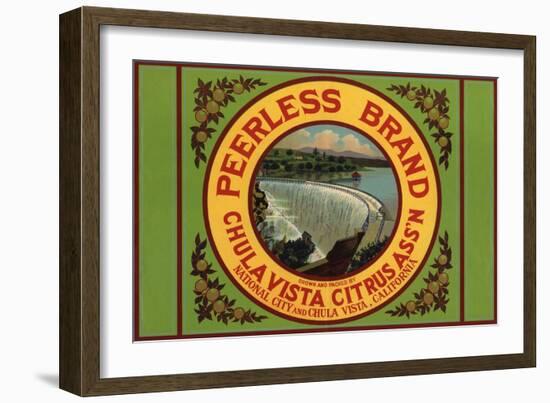 Peerless Brand - Chula Vista, California - Citrus Crate Label-Lantern Press-Framed Art Print