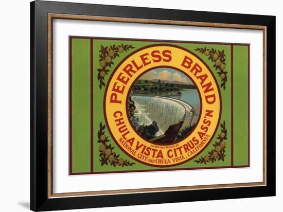 Peerless Brand - Chula Vista, California - Citrus Crate Label-Lantern Press-Framed Art Print