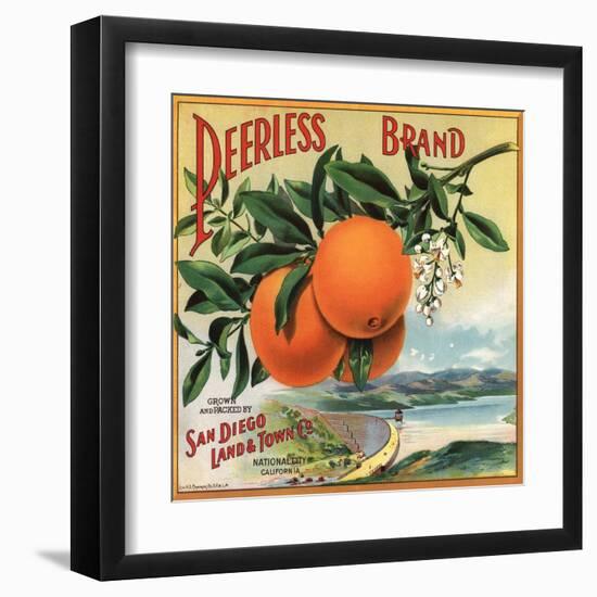 Peerless Brand - National City, California - Citrus Crate Label-Lantern Press-Framed Art Print