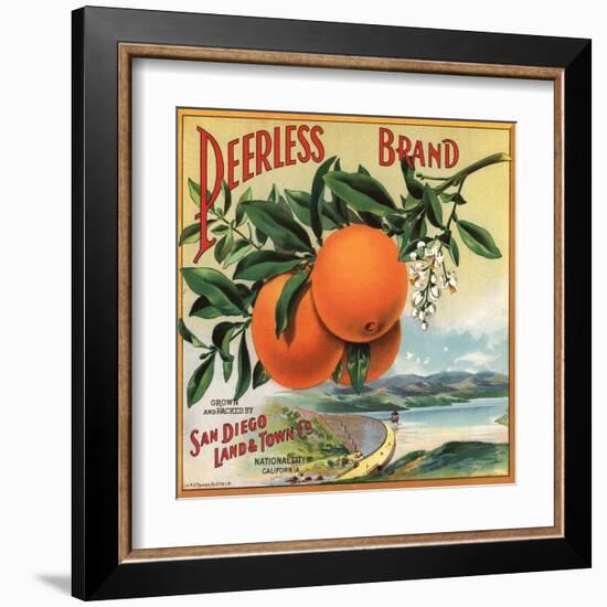 Peerless Brand - National City, California - Citrus Crate Label-Lantern Press-Framed Art Print