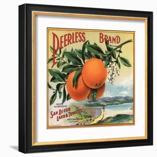 Peerless Brand - National City, California - Citrus Crate Label-Lantern Press-Framed Art Print