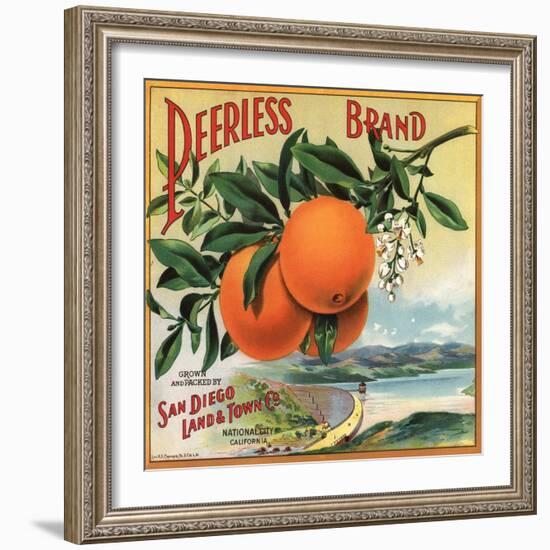 Peerless Brand - National City, California - Citrus Crate Label-Lantern Press-Framed Art Print