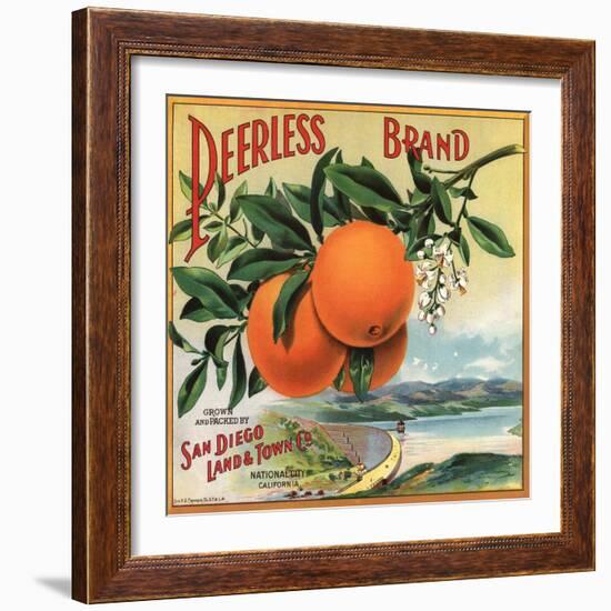 Peerless Brand - National City, California - Citrus Crate Label-Lantern Press-Framed Art Print