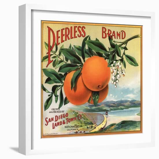 Peerless Brand - National City, California - Citrus Crate Label-Lantern Press-Framed Art Print