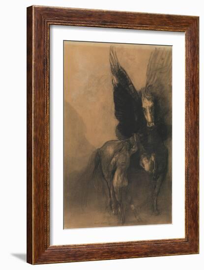 Pegasus and Bellerophon, c.1888-Odilon Redon-Framed Giclee Print