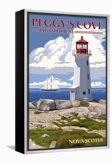 Peggy's Cove Lighthouse - Nova Scotia-Lantern Press-Framed Stretched Canvas