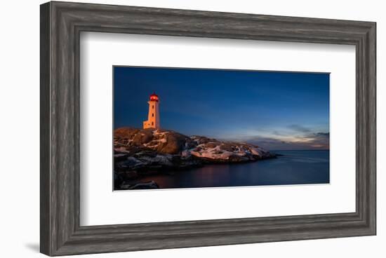 Peggys Cove's Lighthouse Dusk-null-Framed Art Print