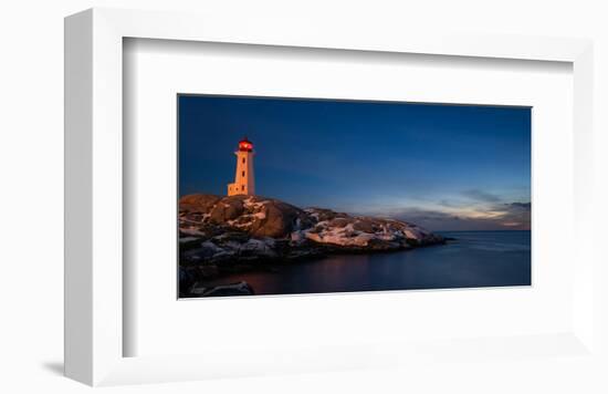 Peggys Cove's Lighthouse Dusk-null-Framed Art Print