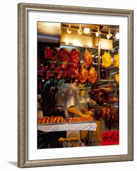 Peking Ducks Hanging in Shop Window, Hong Kong, China-Amanda Hall-Framed Photographic Print