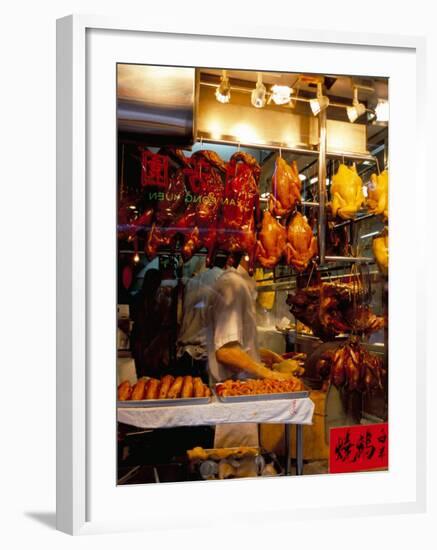Peking Ducks Hanging in Shop Window, Hong Kong, China-Amanda Hall-Framed Photographic Print