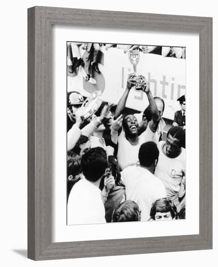 Pele in Triumph in Mexico City, June 21, 1970-null-Framed Premium Photographic Print