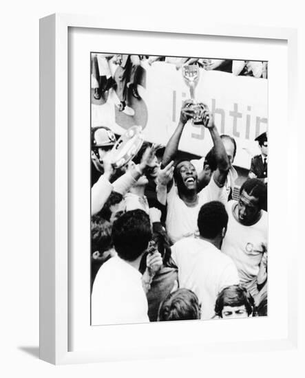 Pele in Triumph in Mexico City, June 21, 1970-null-Framed Premium Photographic Print