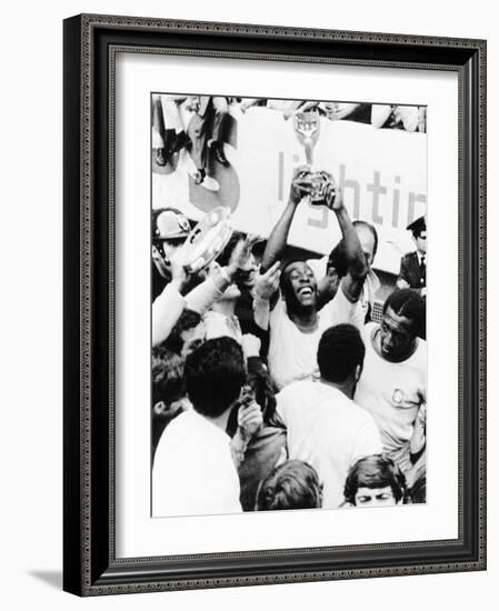 Pele in Triumph in Mexico City, June 21, 1970-null-Framed Premium Photographic Print