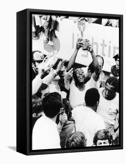 Pele in Triumph in Mexico City, June 21, 1970-null-Framed Stretched Canvas