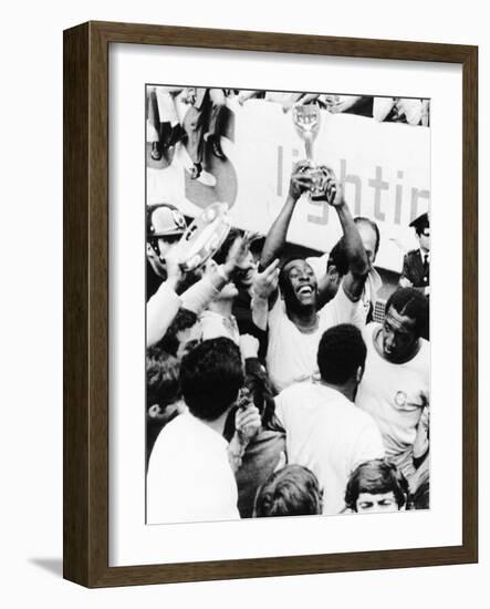 Pele in Triumph in Mexico City, June 21, 1970-null-Framed Photo