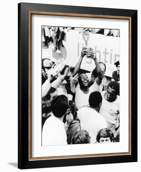 Pele in Triumph in Mexico City, June 21, 1970-null-Framed Photo