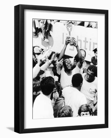 Pele in Triumph in Mexico City, June 21, 1970-null-Framed Photo