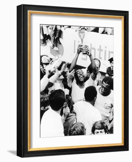 Pele in Triumph in Mexico City, June 21, 1970-null-Framed Photo