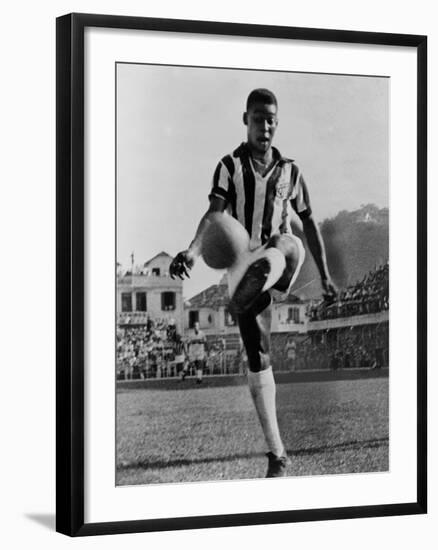 Pele, the Brazilian Soccer Champion in 1965-null-Framed Photo