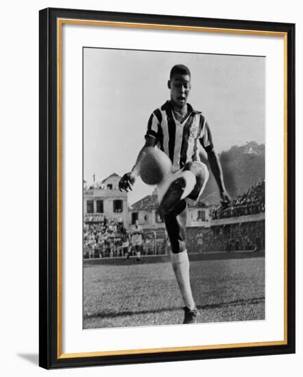 Pele, the Brazilian Soccer Champion in 1965-null-Framed Photo