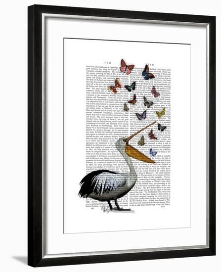 Pelican and Butterflies-Fab Funky-Framed Art Print