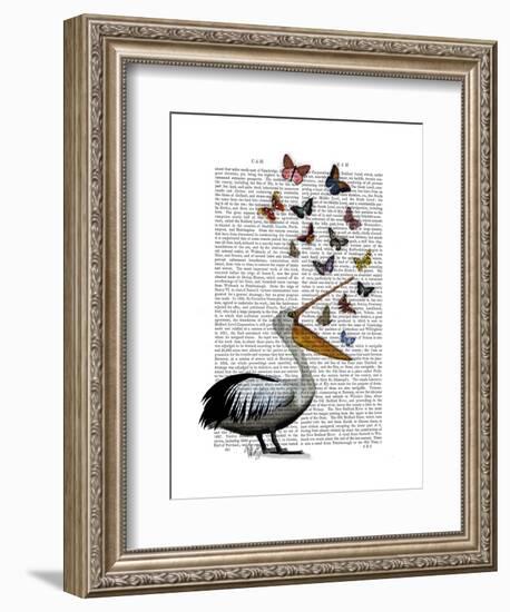 Pelican and Butterflies-Fab Funky-Framed Art Print