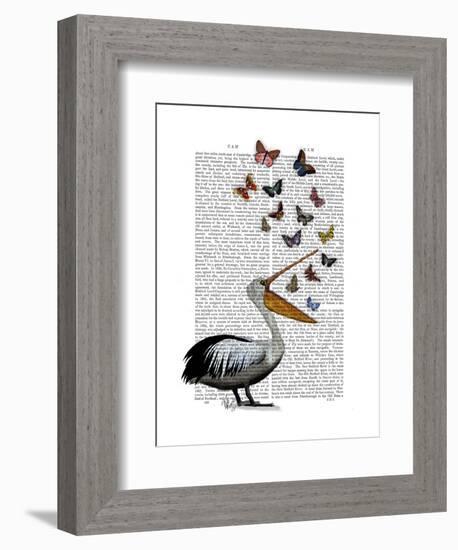 Pelican and Butterflies-Fab Funky-Framed Art Print