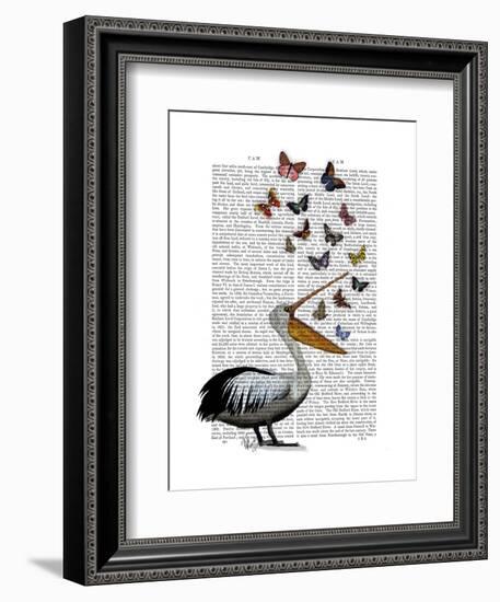 Pelican and Butterflies-Fab Funky-Framed Art Print