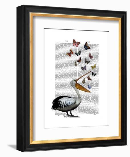 Pelican and Butterflies-Fab Funky-Framed Art Print