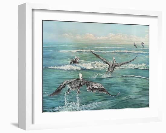 Pelican Beach-Bruce Nawrocke-Framed Art Print