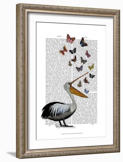 Pelican & Butterflies-Fab Funky-Framed Art Print