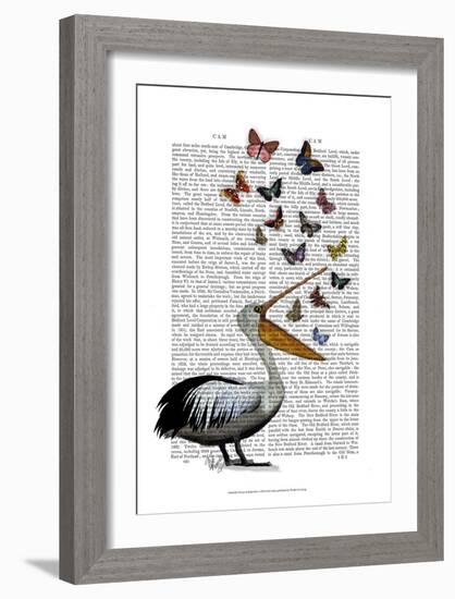 Pelican & Butterflies-Fab Funky-Framed Art Print