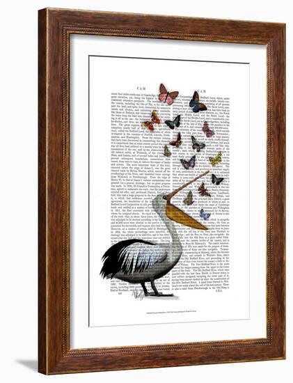 Pelican & Butterflies-Fab Funky-Framed Art Print