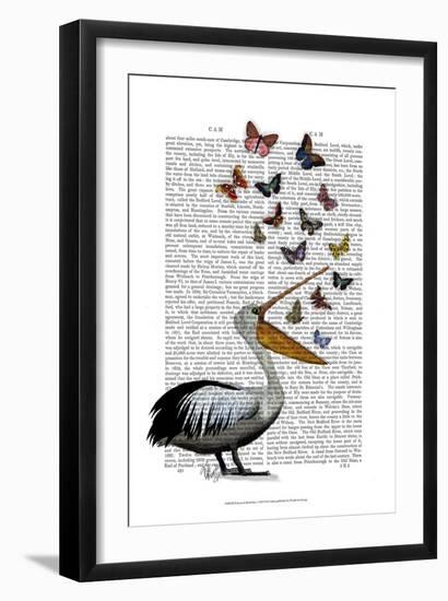 Pelican & Butterflies-Fab Funky-Framed Art Print