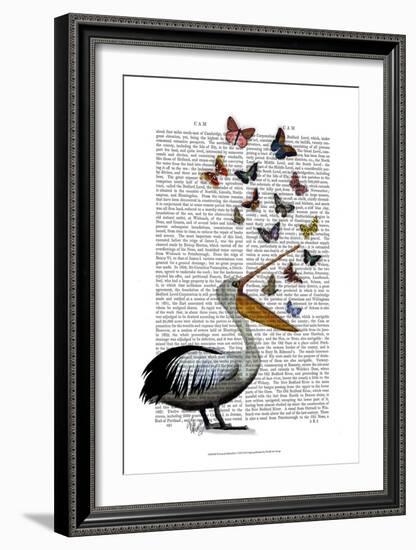 Pelican & Butterflies-Fab Funky-Framed Art Print