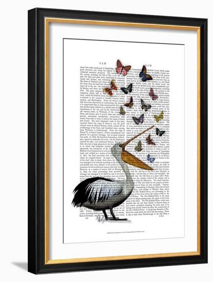 Pelican & Butterflies-Fab Funky-Framed Art Print