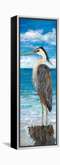 Pelican in the View-Julie DeRice-Framed Stretched Canvas