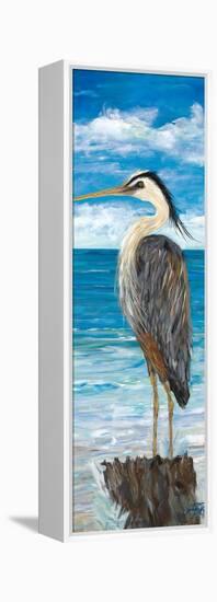 Pelican in the View-Julie DeRice-Framed Stretched Canvas