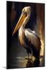 Pelican in the water-Vivienne Dupont-Mounted Art Print