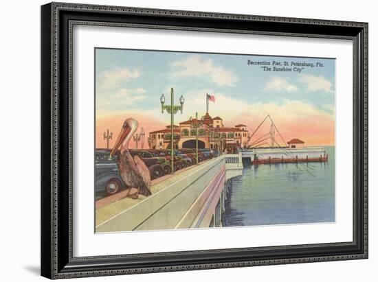 Pelican on Pier, St. Petersburg, Florida-null-Framed Art Print