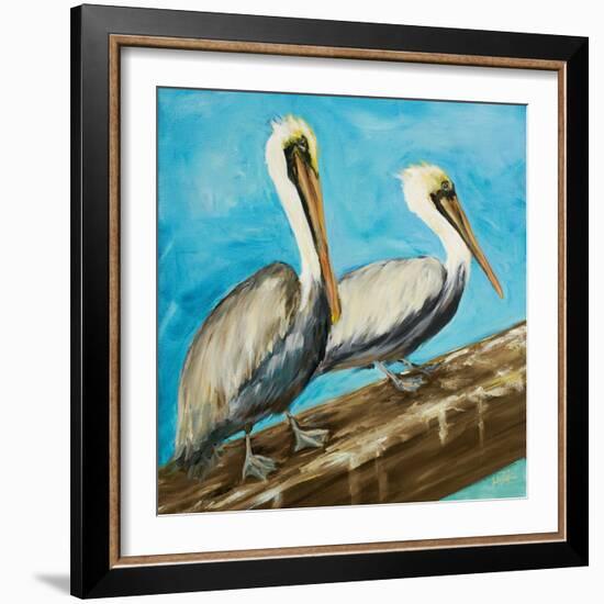 Pelicans on Post II-Julie DeRice-Framed Art Print