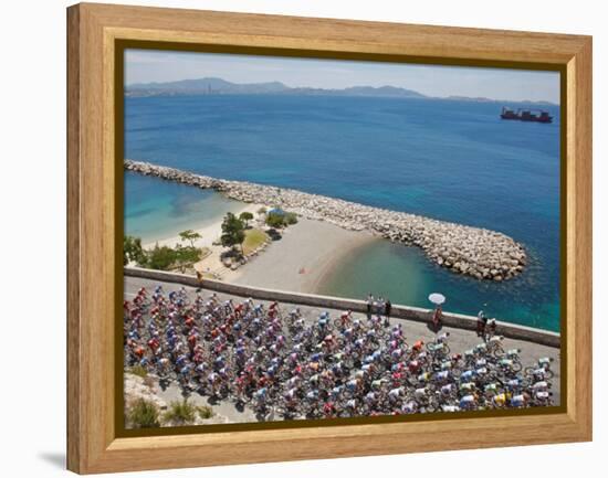 Peloton Along Mediterranean Sea, Third Stage of Tour de France, Marseille, July 7, 2009-null-Framed Premier Image Canvas