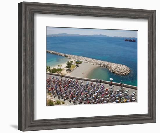 Peloton Along Mediterranean Sea, Third Stage of Tour de France, Marseille, July 7, 2009-null-Framed Premium Photographic Print