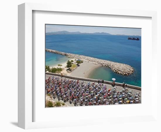 Peloton Along Mediterranean Sea, Third Stage of Tour de France, Marseille, July 7, 2009-null-Framed Premium Photographic Print