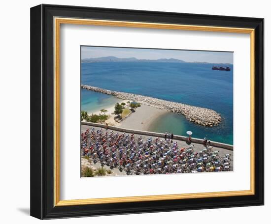 Peloton Along Mediterranean Sea, Third Stage of Tour de France, Marseille, July 7, 2009-null-Framed Premium Photographic Print