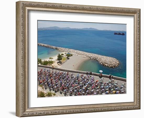 Peloton Along Mediterranean Sea, Third Stage of Tour de France, Marseille, July 7, 2009-null-Framed Photographic Print