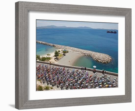 Peloton Along Mediterranean Sea, Third Stage of Tour de France, Marseille, July 7, 2009-null-Framed Photographic Print