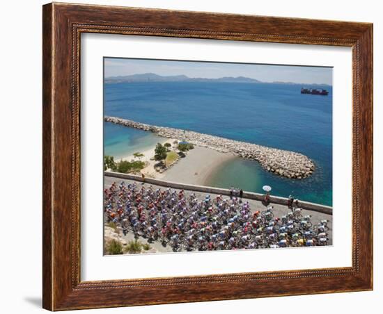 Peloton Along Mediterranean Sea, Third Stage of Tour de France, Marseille, July 7, 2009-null-Framed Photographic Print