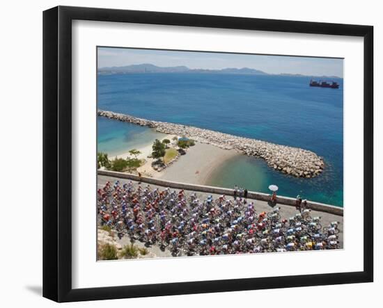 Peloton Along Mediterranean Sea, Third Stage of Tour de France, Marseille, July 7, 2009-null-Framed Photographic Print