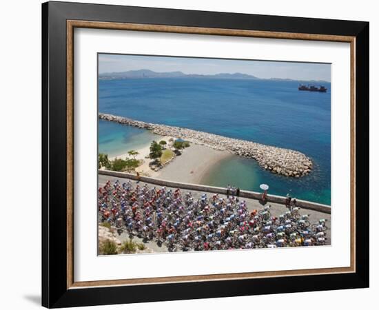 Peloton Along Mediterranean Sea, Third Stage of Tour de France, Marseille, July 7, 2009-null-Framed Photographic Print